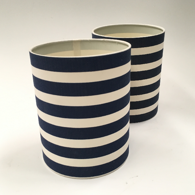 LAMPSHADE, Contemp (Small) - Navy Blue and White Stripe
